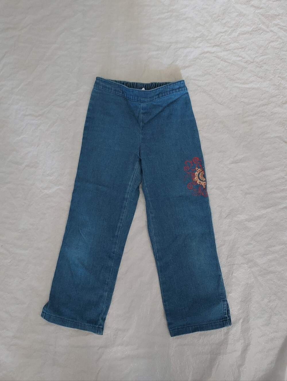 Kids Blue Denim Jeans with Embroidered Detail